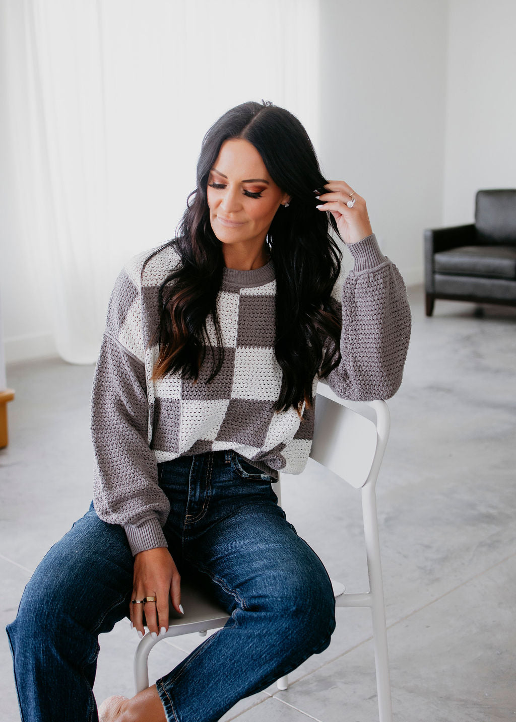 Dravin Checkered Knit Sweater