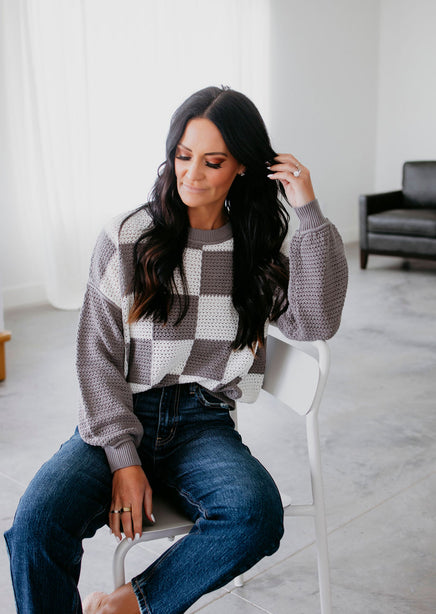 Dravin Checkered Knit Sweater