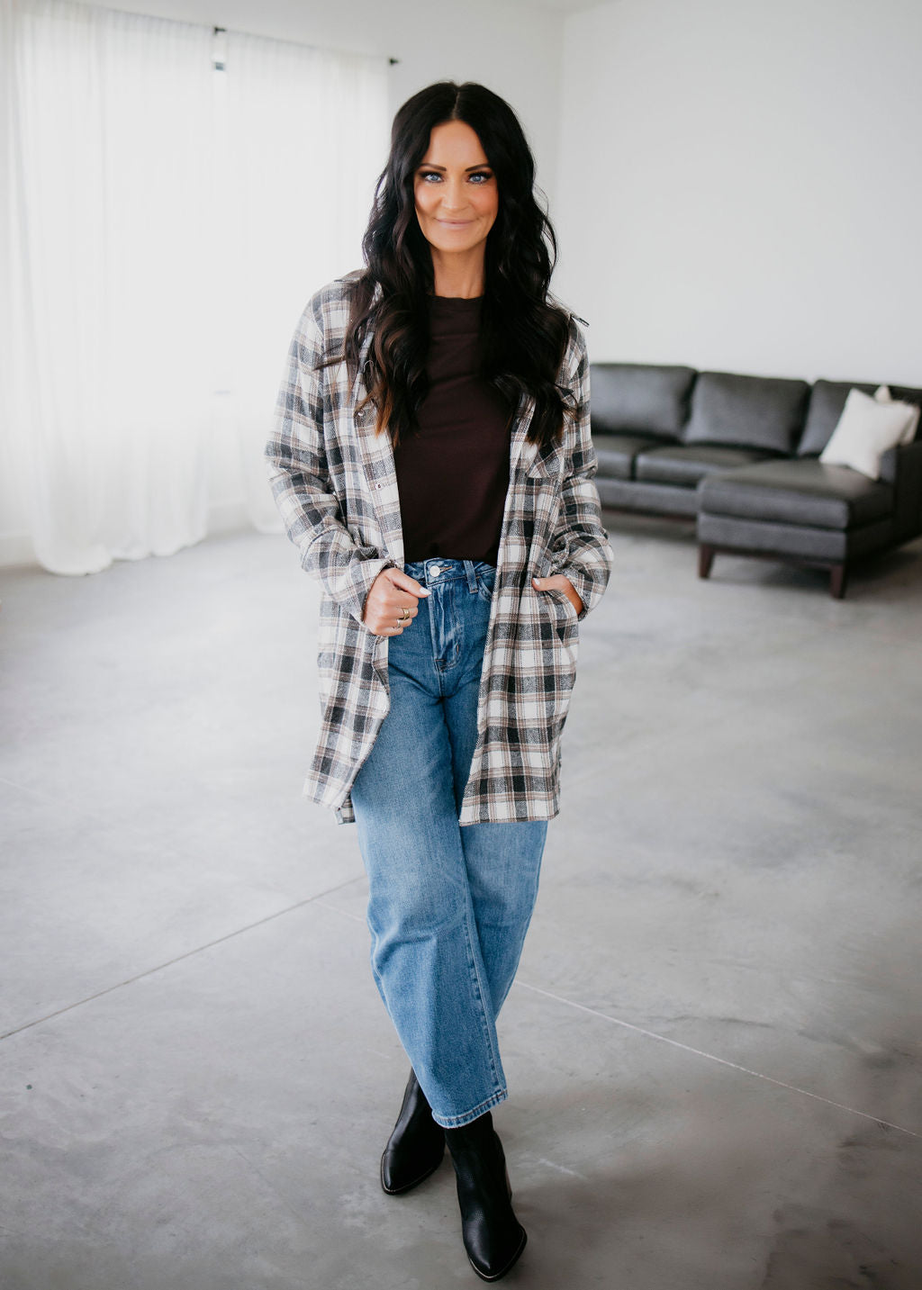 image of Vickie Plaid Oversized Jacket