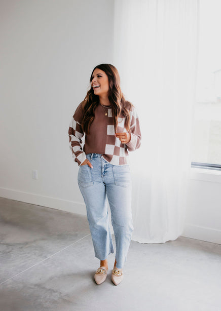 Kaela Checkered Knit Sweater