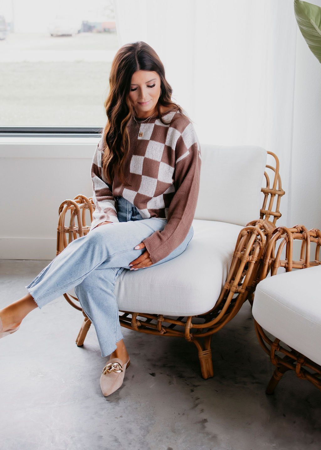 Kaela Checkered Knit Sweater