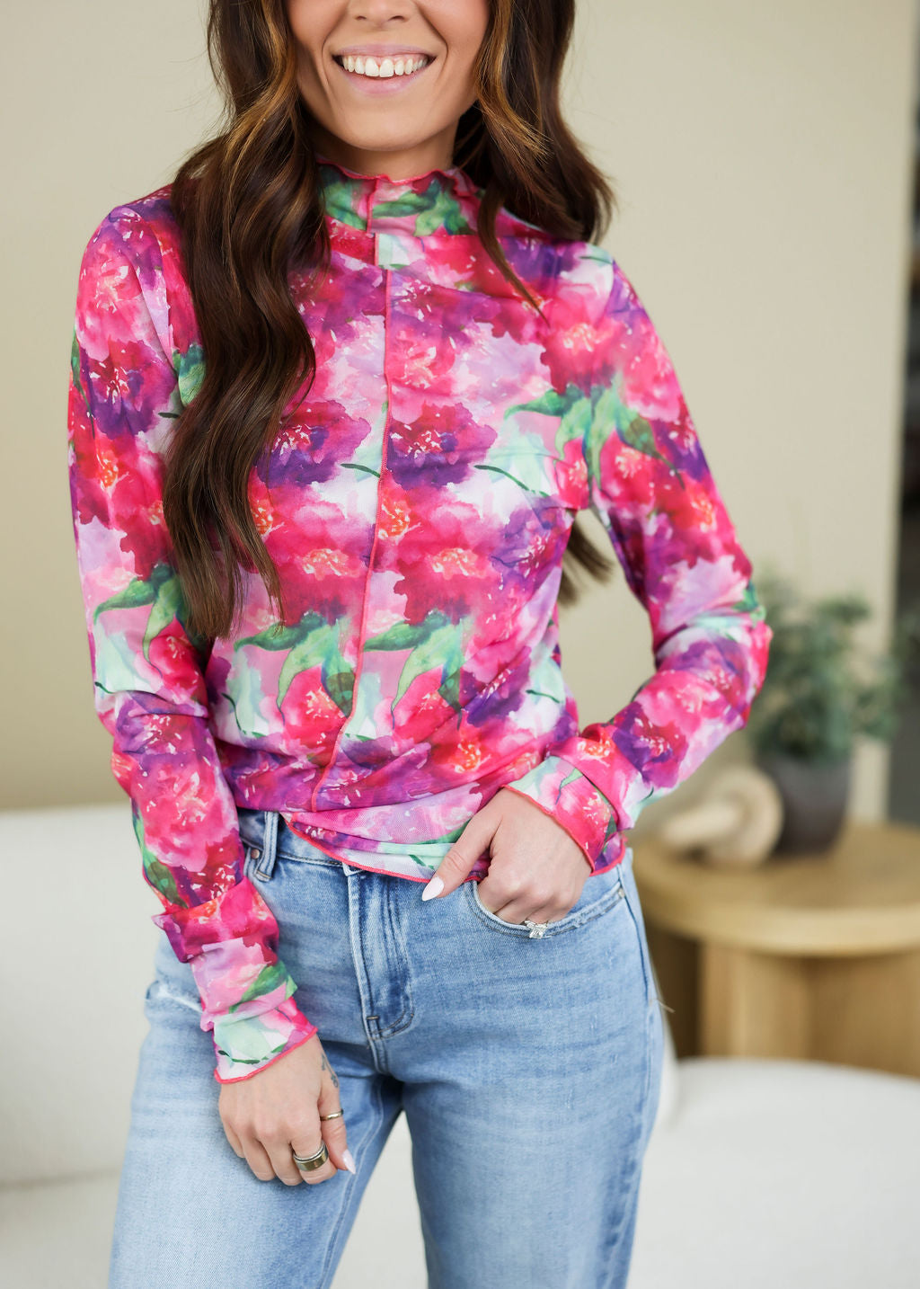 image of Sally Mesh Long Sleeve Top
