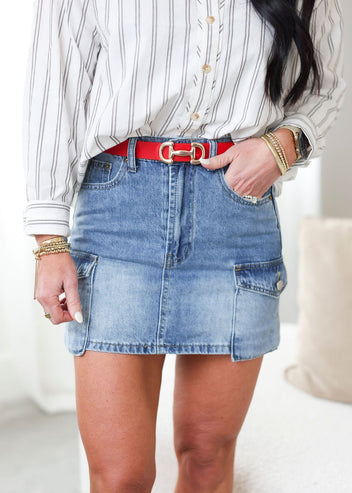 Laura Cargo Denim Skirt