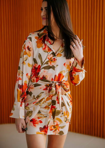 Careena Floral Wrap Mini Dress