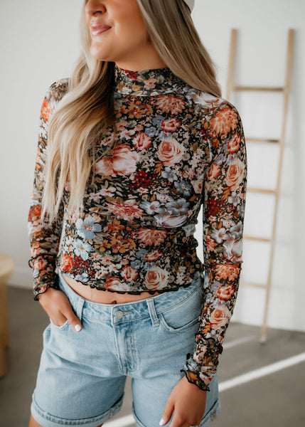Keely Floral Mesh Top | Lauriebelles