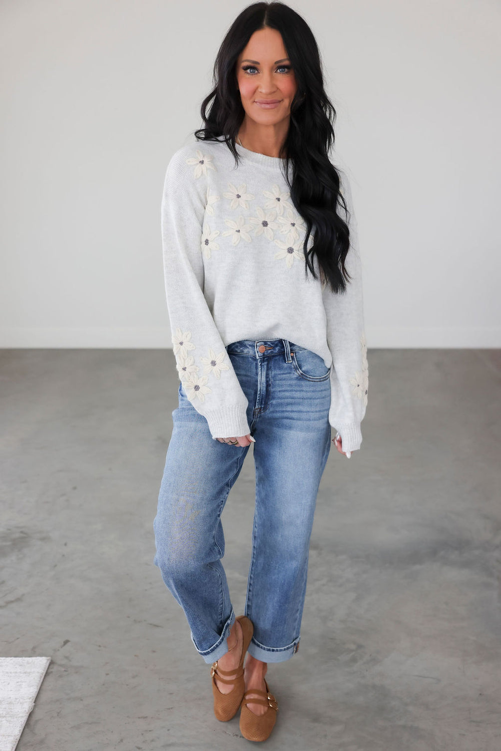 Odella Floral Embroidered Sweater