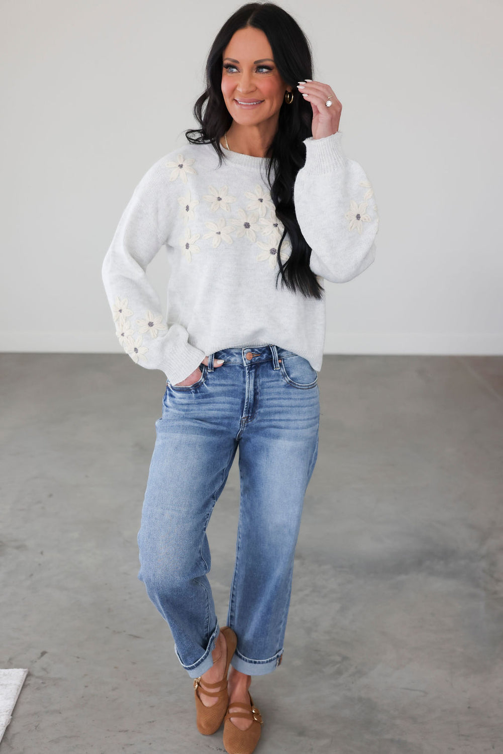 Odella Floral Embroidered Sweater