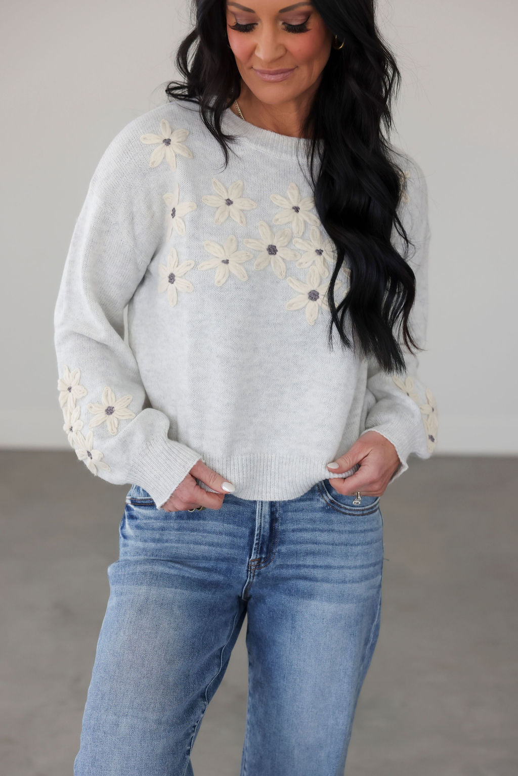 image of Odella Floral Embroidered Sweater