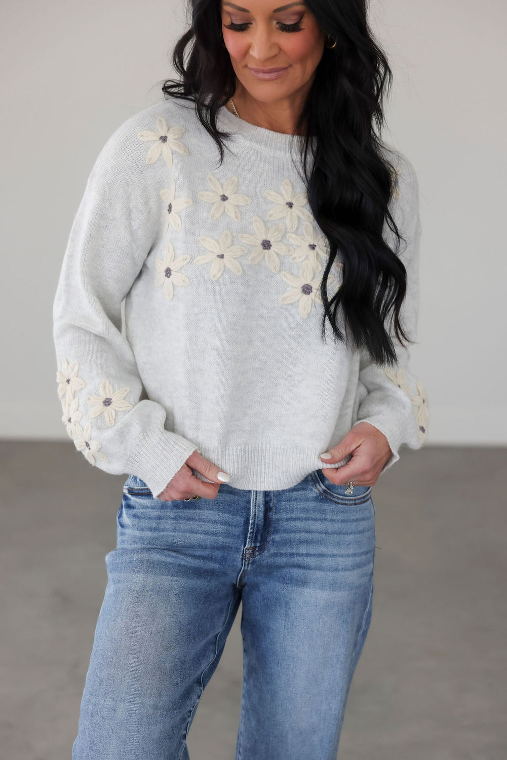 Odella Floral Embroidered Sweater