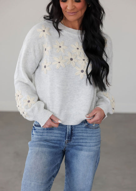 Odella Floral Embroidered Sweater product view