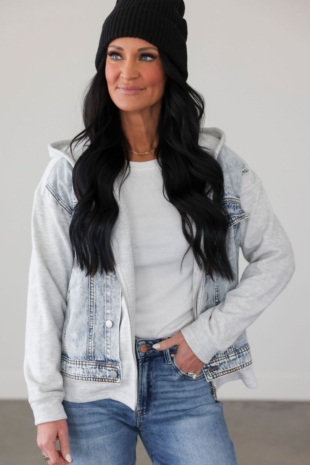 image of Lany Hooded Denim Jacket