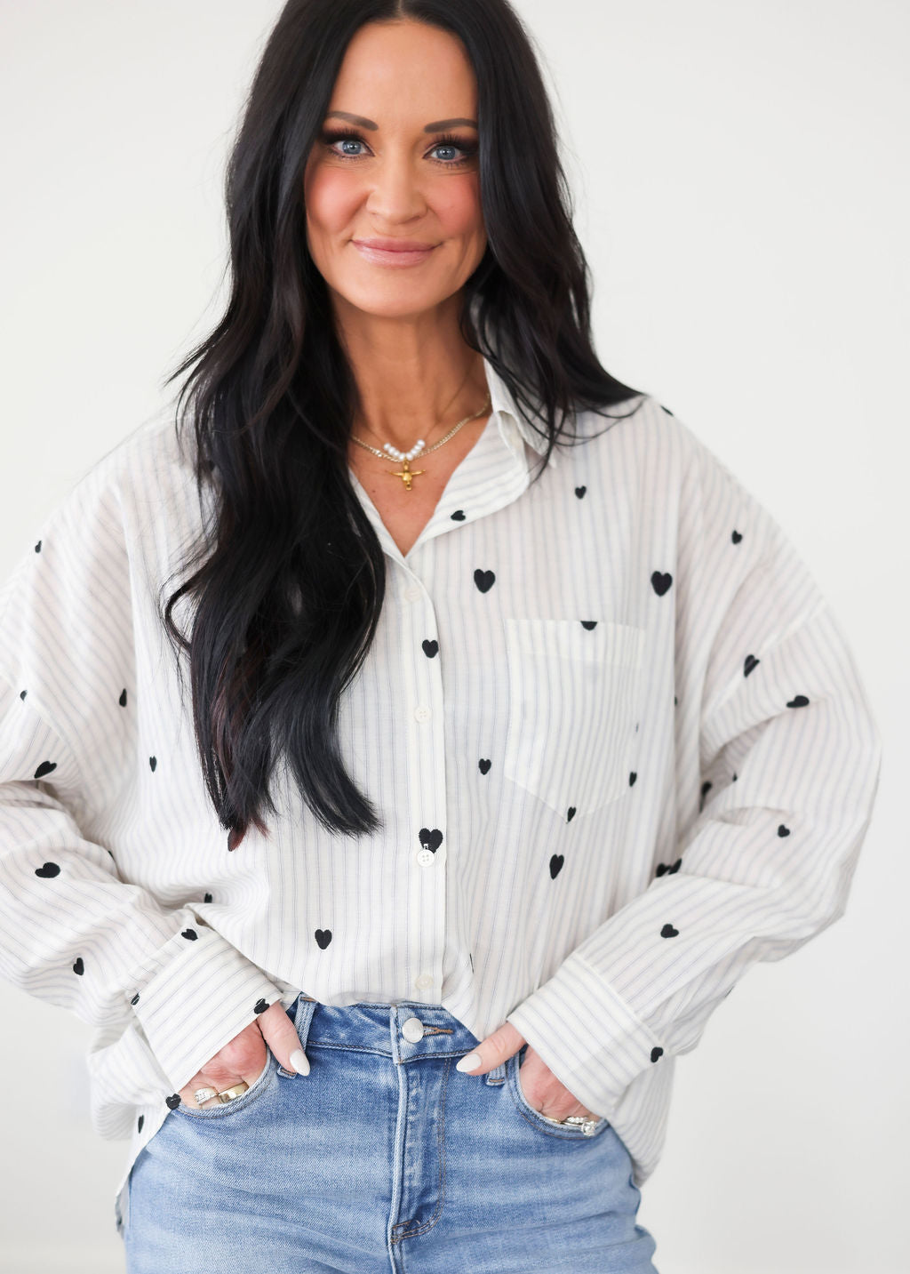 image of Heart Oversized Button Down