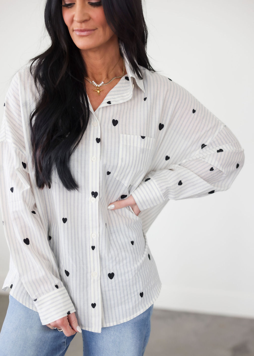 Heart Oversized Button Down