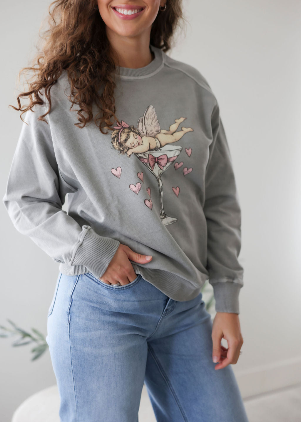 image of Cupid Coquette Bow Graphic Crew