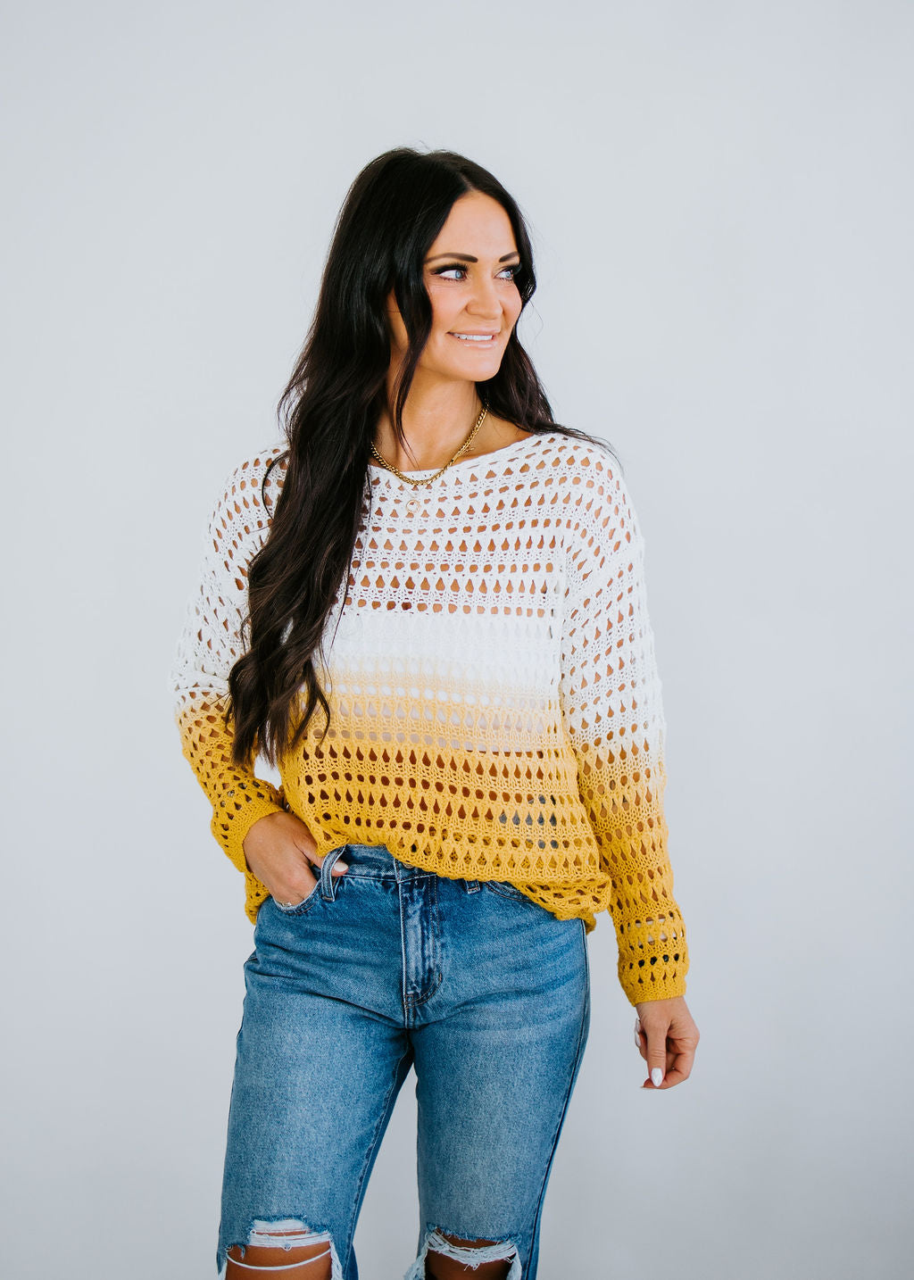 image of Lauryn Ombre Crochet Sweater