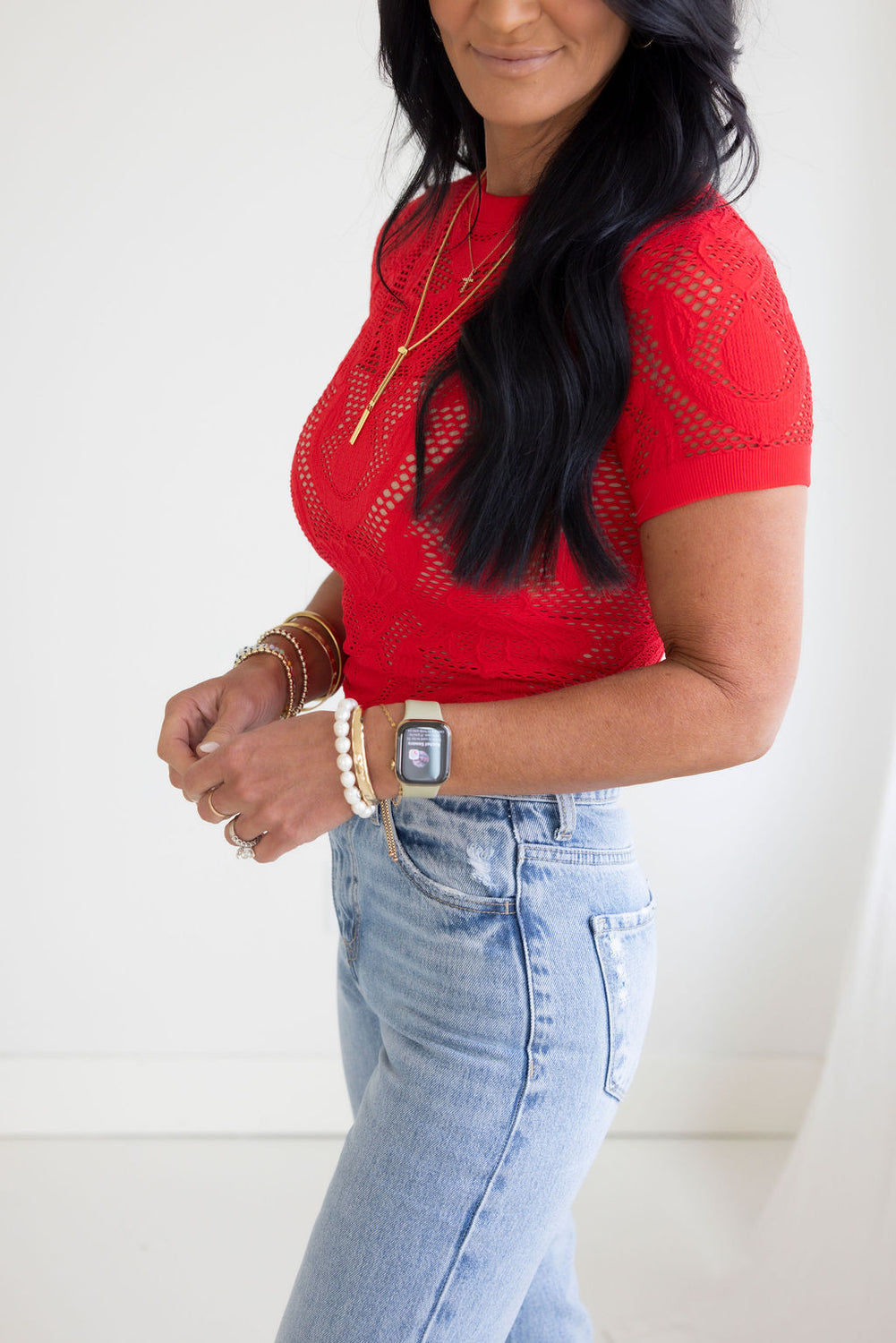 Salley Floral Perforated Top