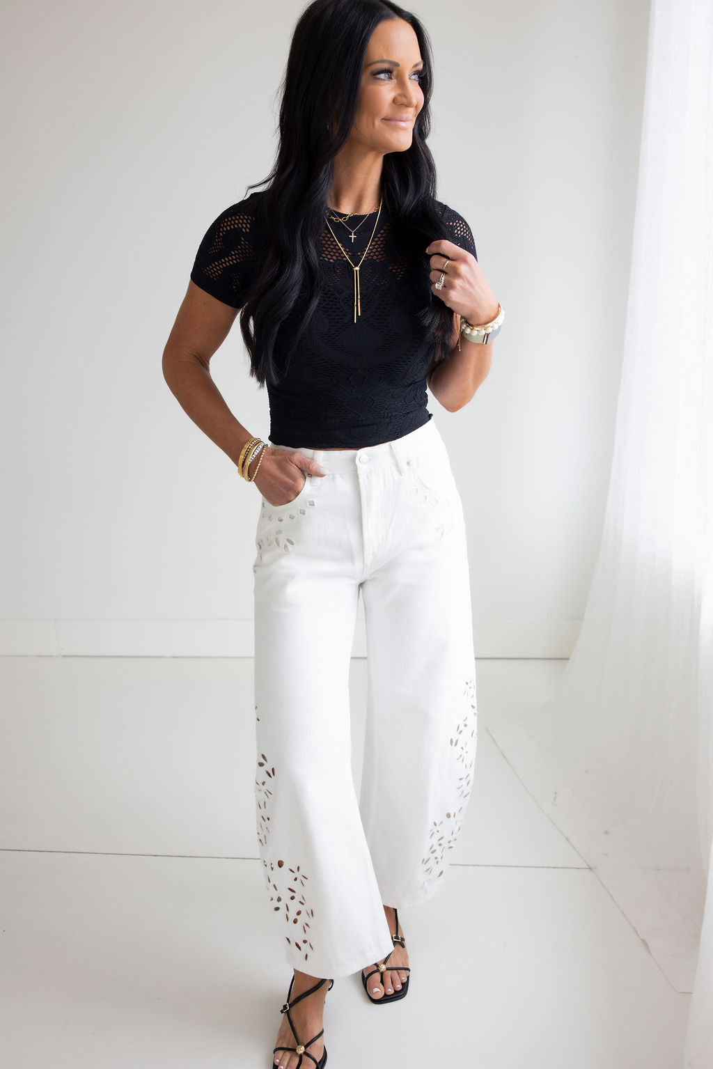 image of Salley Floral Perforated Top
