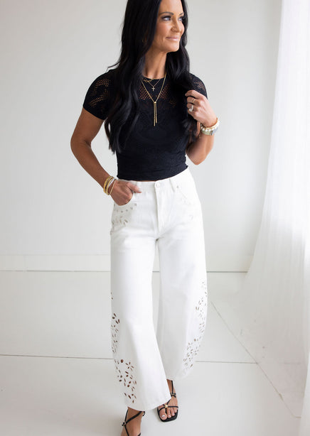 Salley Floral Perforated Top product view