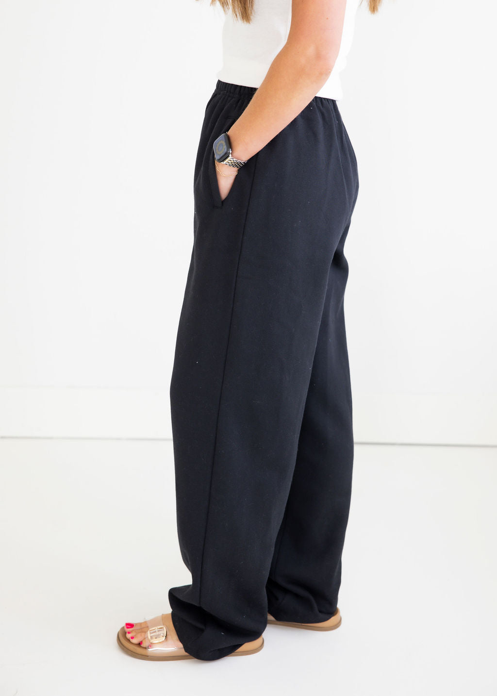 Throw on Wide Leg Sweatpants by Lily & Lottie