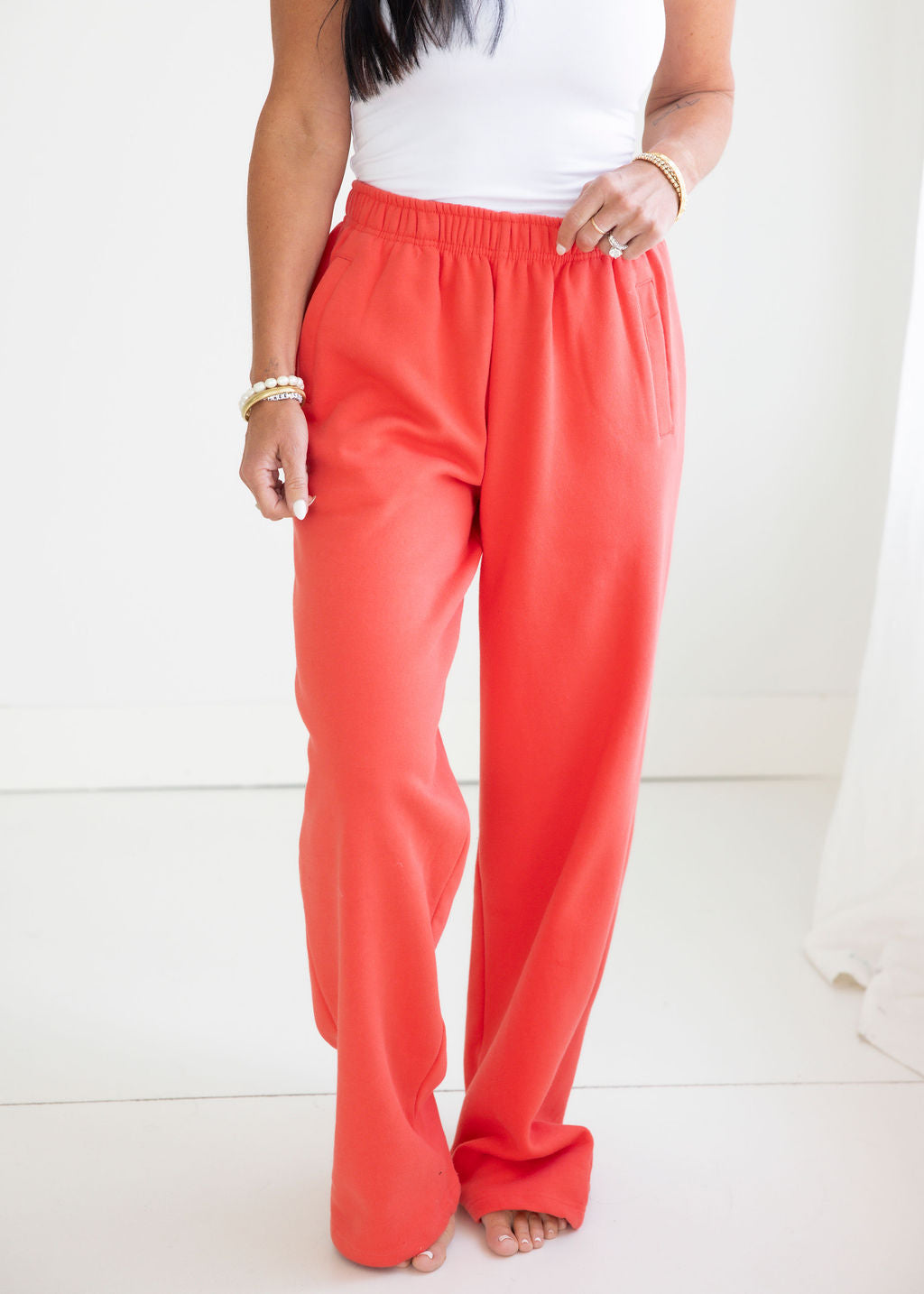 image of Throw on Wide Leg Sweatpants by Lily & Lottie