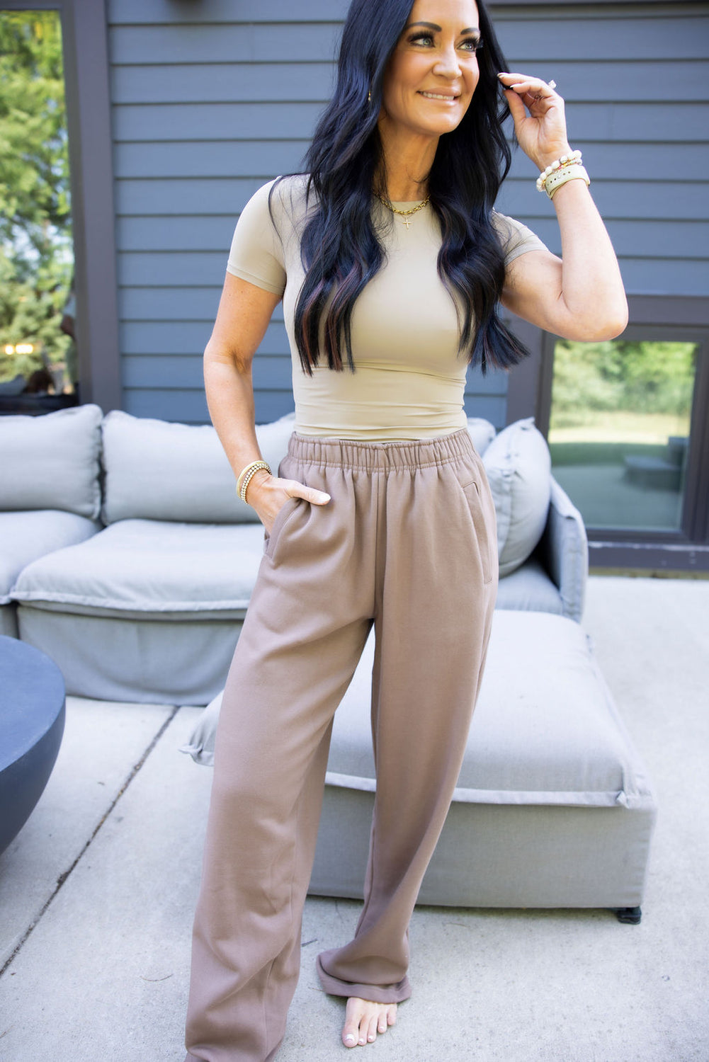 Throw on Wide Leg Sweatpants by Lily & Lottie