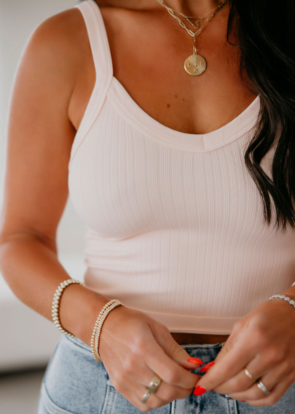 Shayna V-neck Ribbed Tank