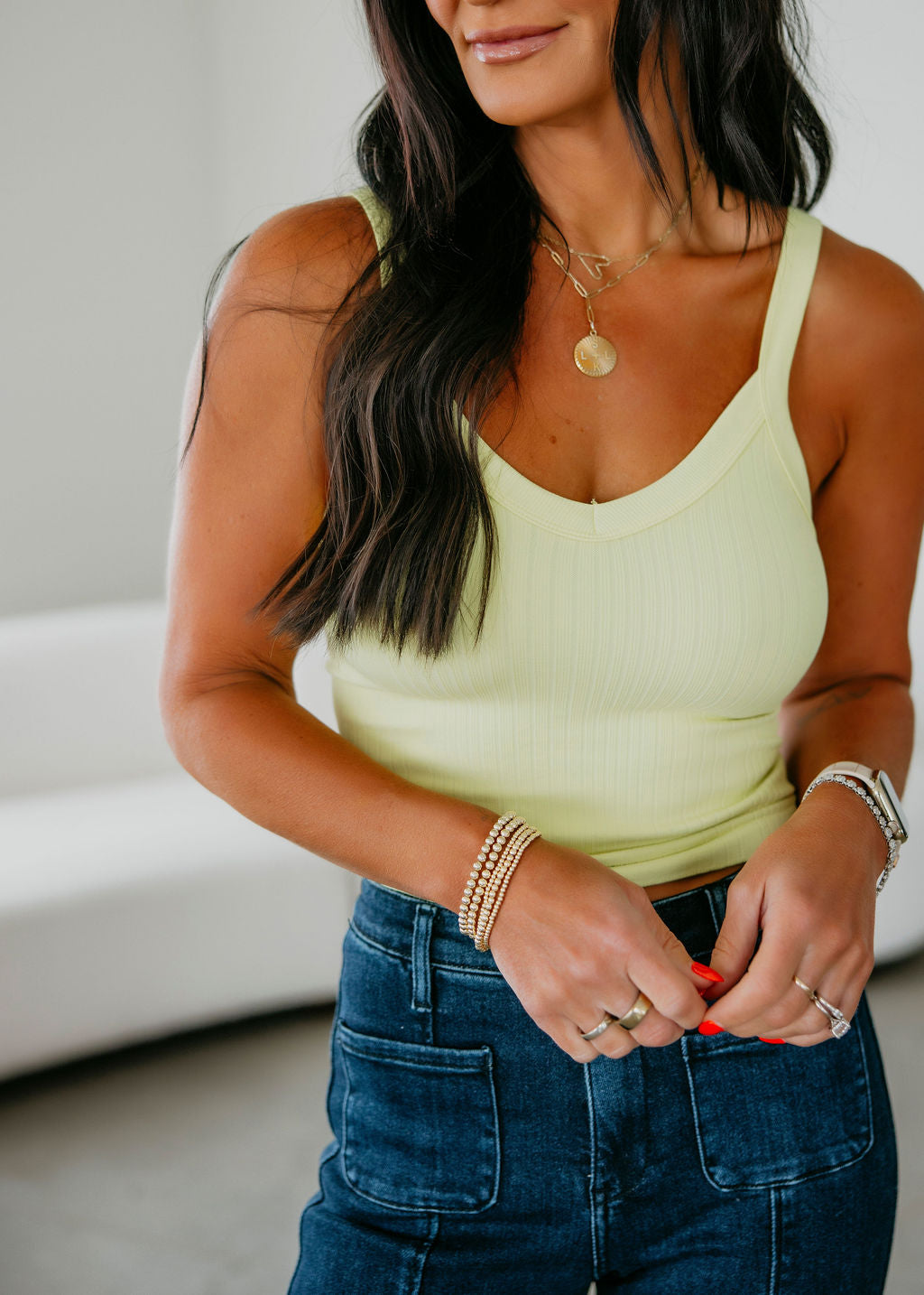 Shayna V-neck Ribbed Tank