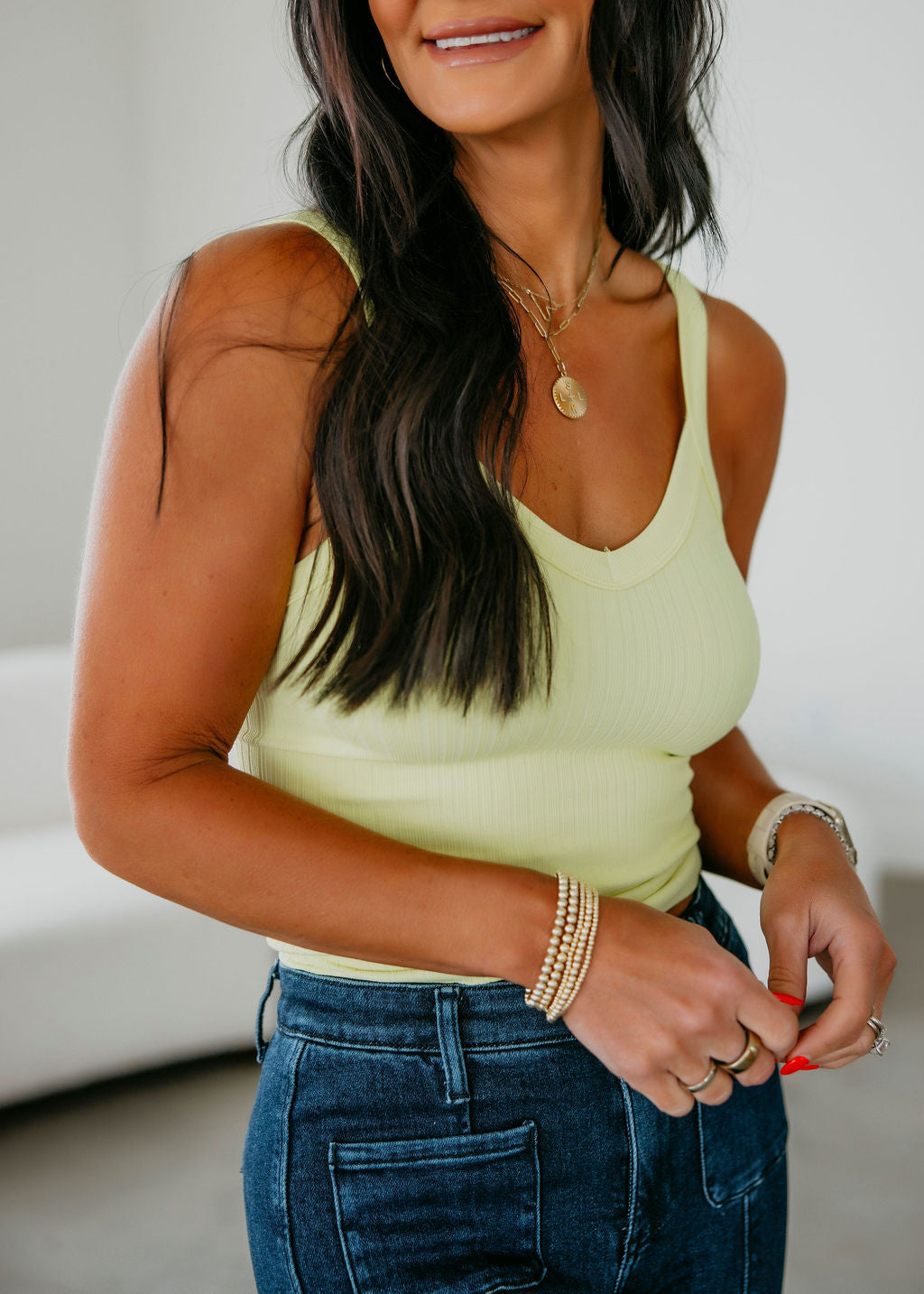 Shayna V-neck Ribbed Tank