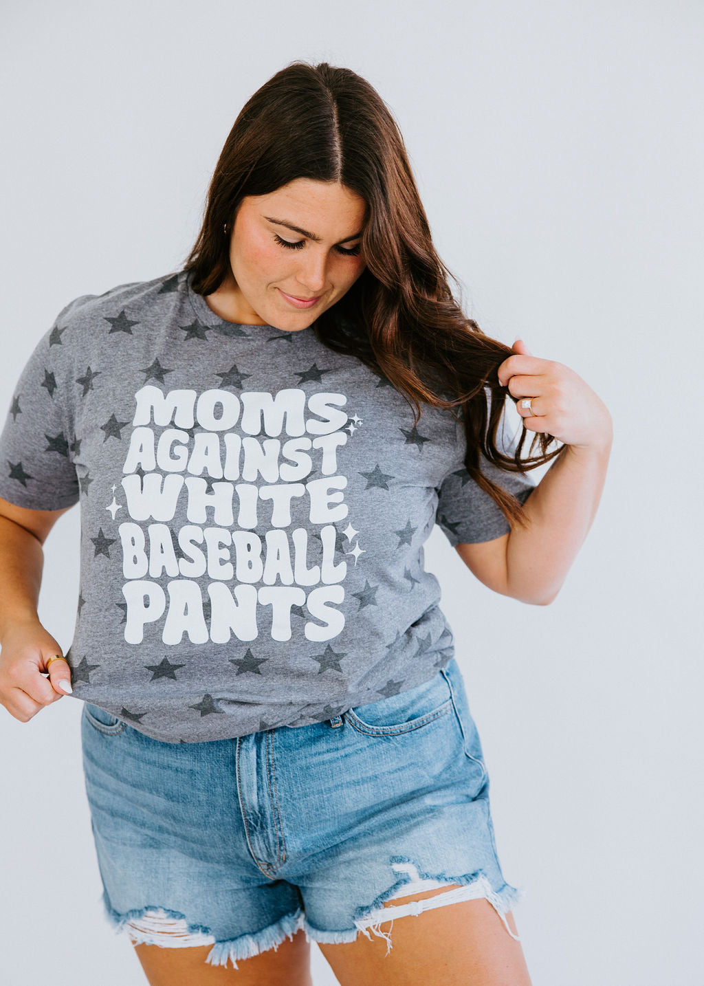 Curvy Moms Against White Pants Tee