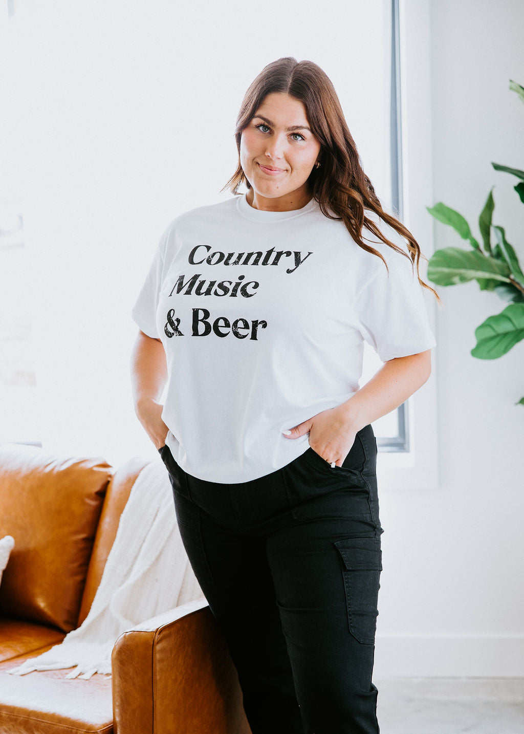 image of Curvy Country Music & Beer Tee