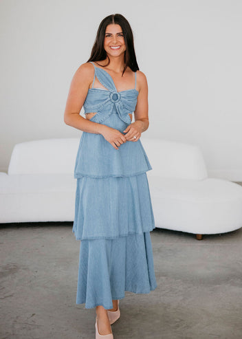 Cyrus Denim Ruffle Dress