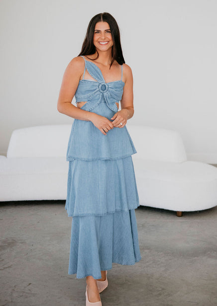 denim ruffle dress forever 21 FOREVER 21+ Open-Shoulder Denim Dress