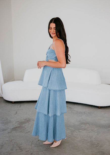 Cyrus Denim Ruffle Dress | Lauriebelles Cyrus Denim Ruffle Dress | Lauriebelles