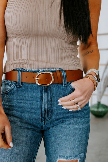 Tera Oval Faux Leather Belt