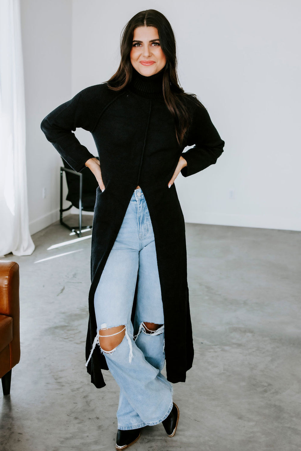 Lizbeth High Slit Sweater
