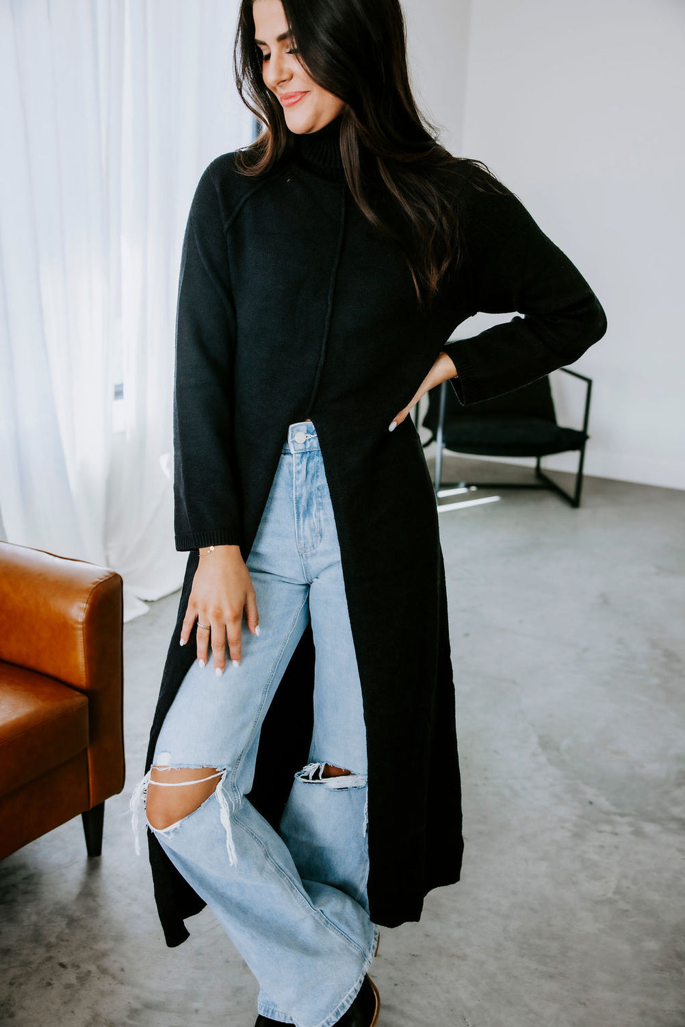 Lizbeth High Slit Sweater