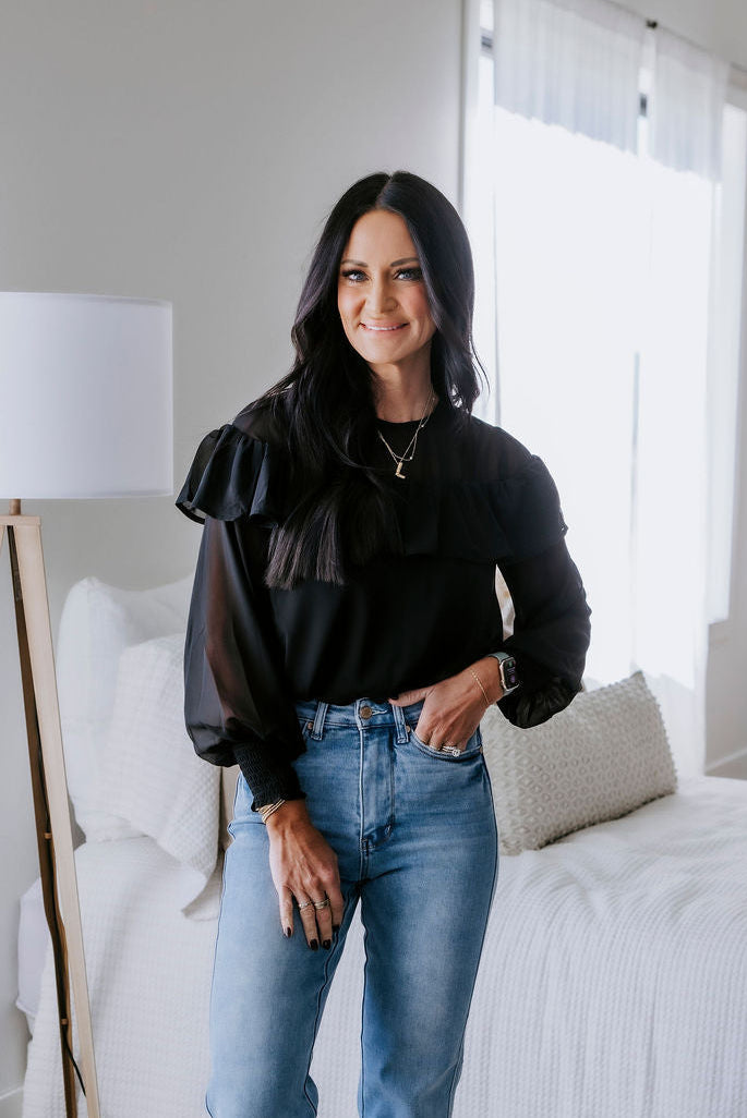 Melodee Sheer Ruffle Blouse