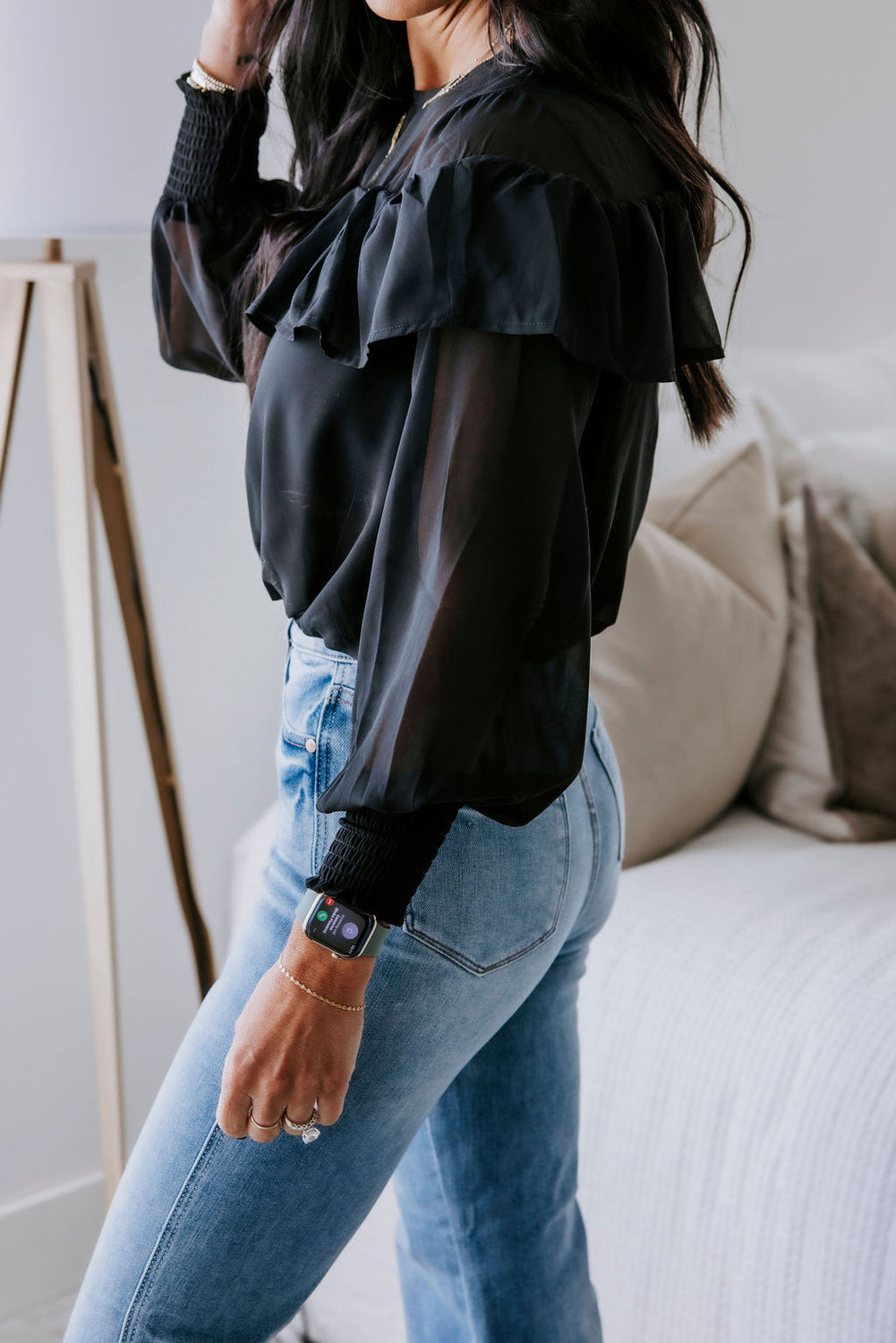 Melodee Sheer Ruffle Blouse