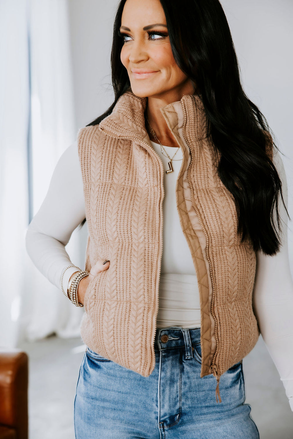 Stormi Cable Puffer Vest