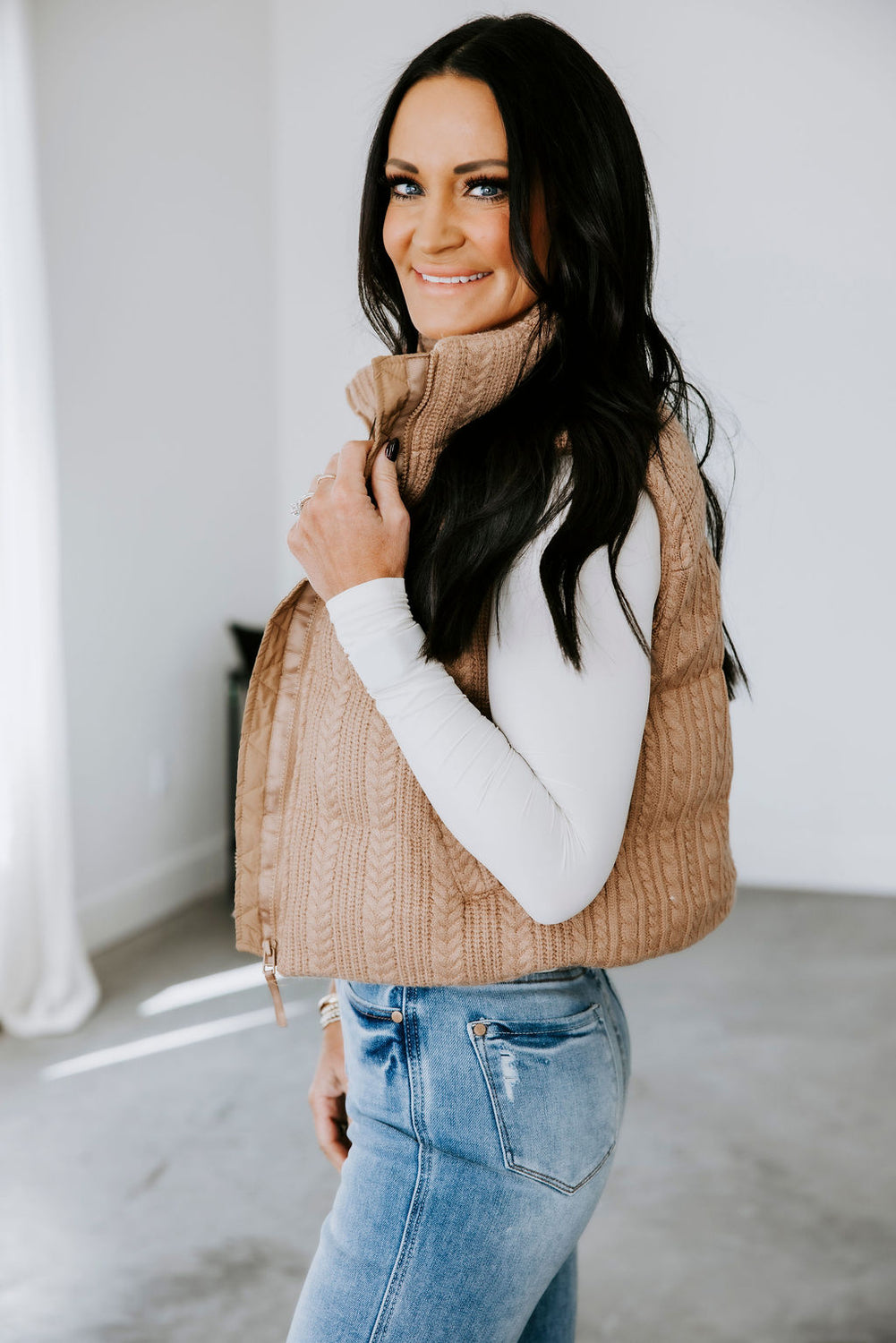 Stormi Cable Puffer Vest