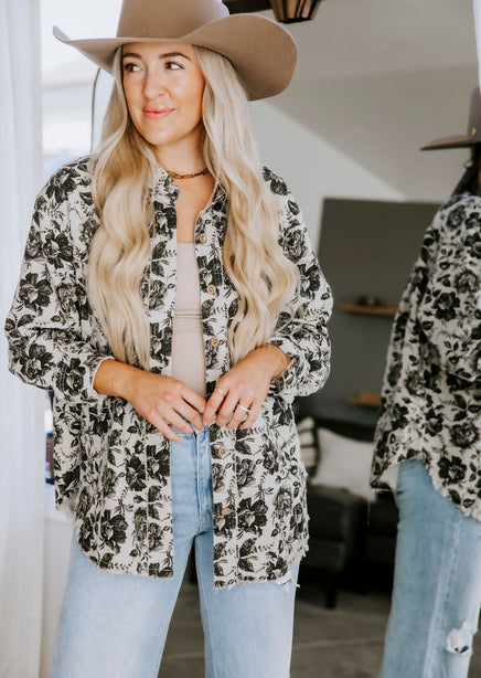 Koe Floral Print Button Down Top product view