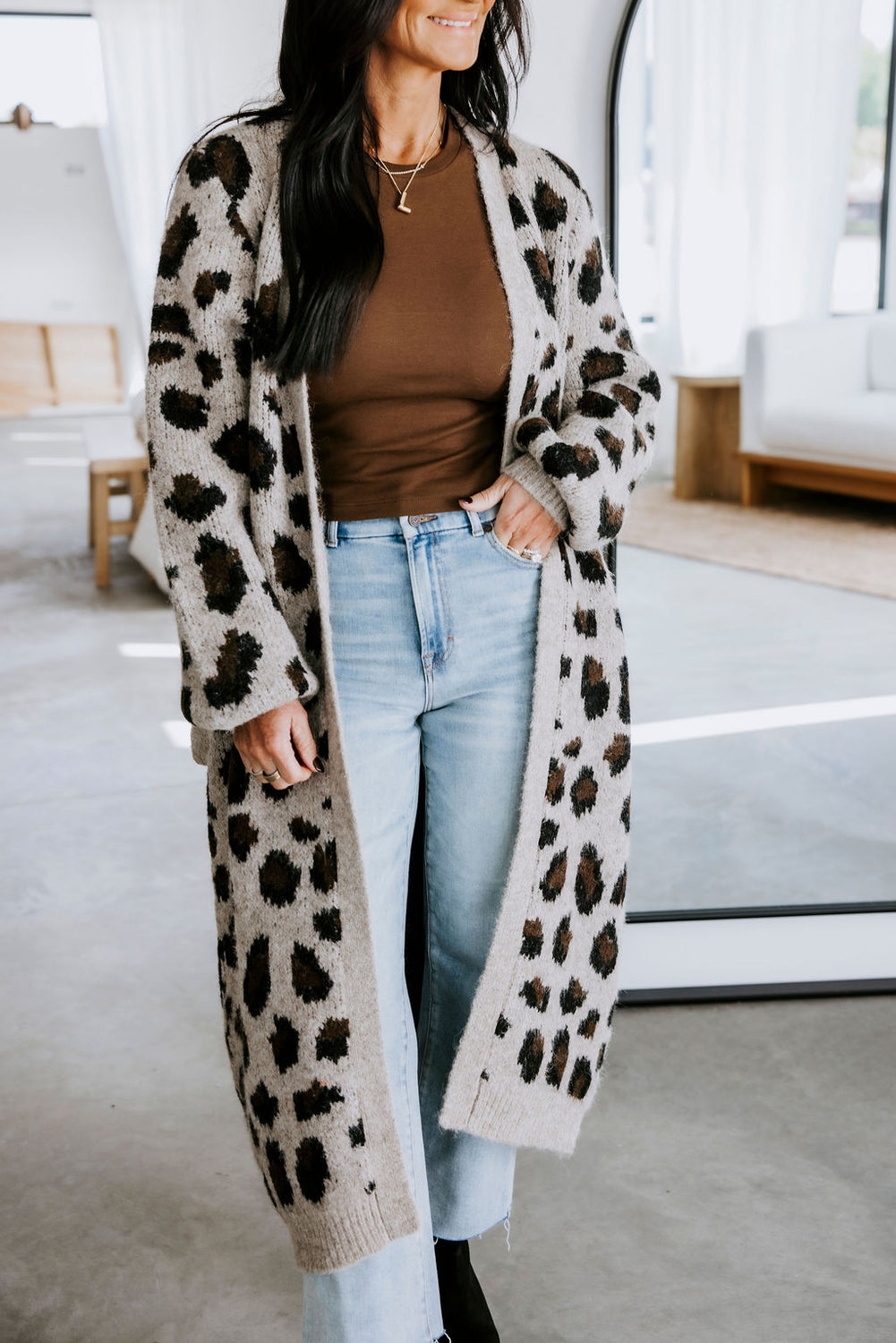 Farrah Leopard Duster Cardigan