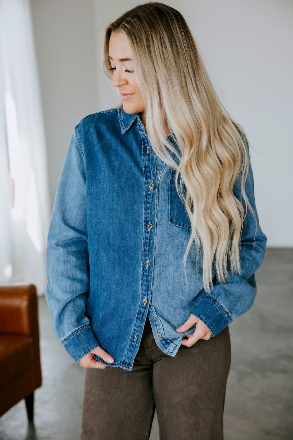 Nicole Two Tone Denim Shirt