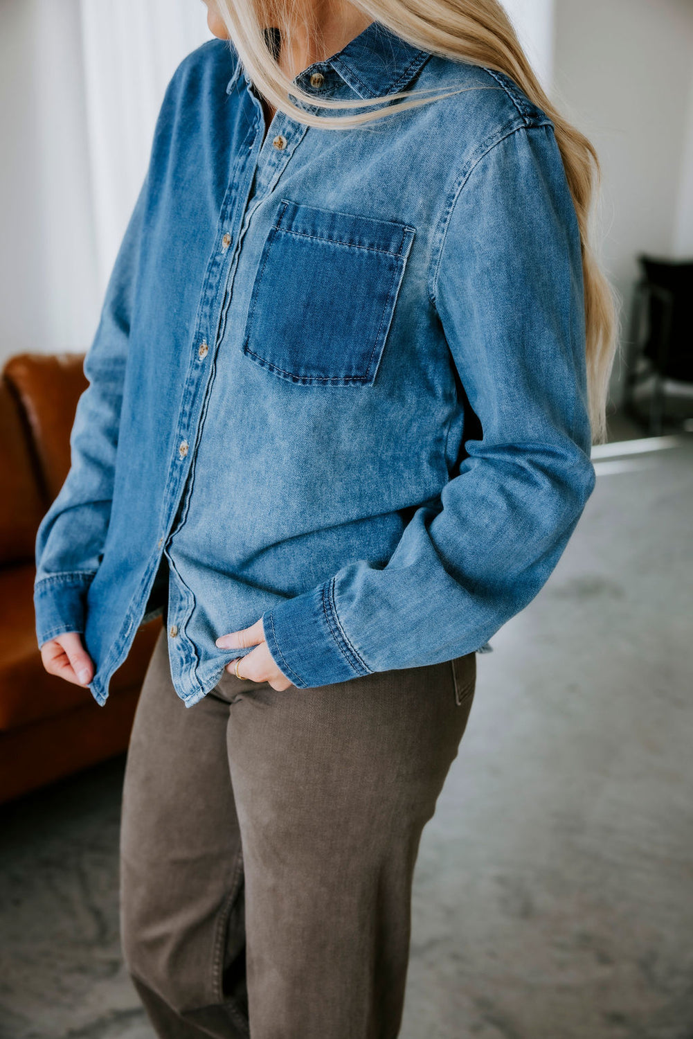 Nicole Two Tone Denim Shirt