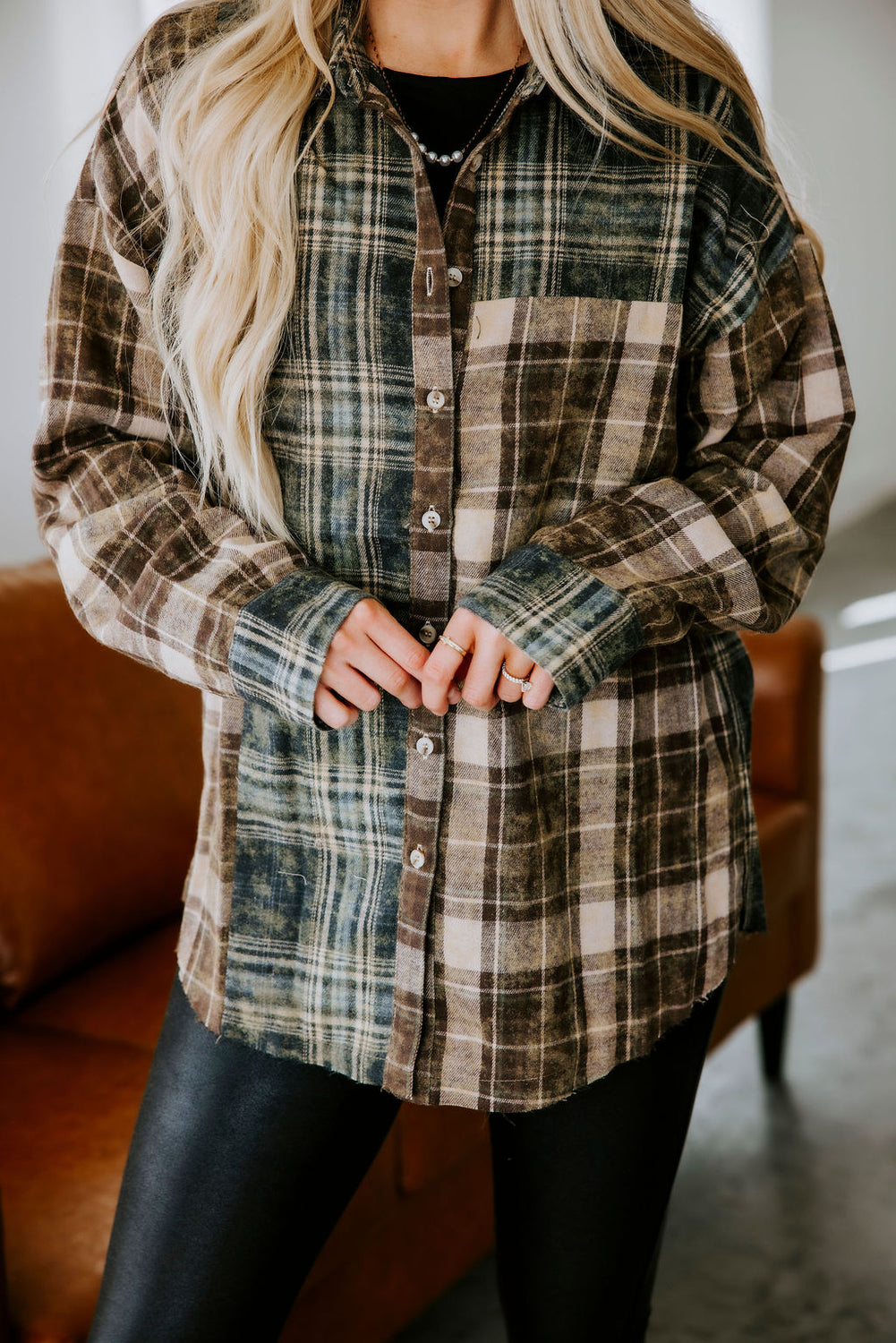 Gentry Colorblock Plaid Top