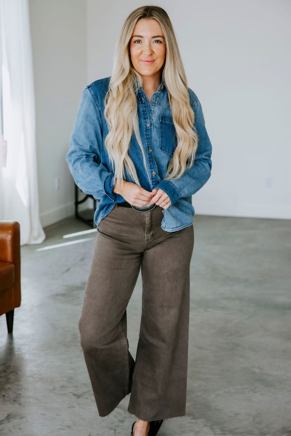 Nicole Two Tone Denim Shirt