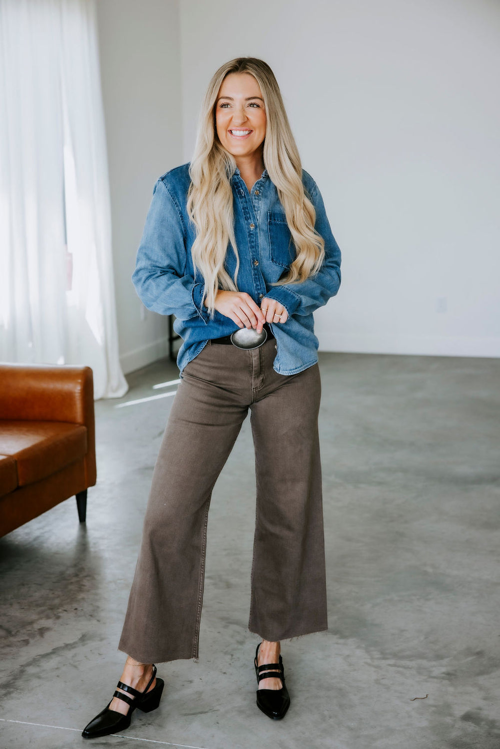 Nicole Two Tone Denim Shirt