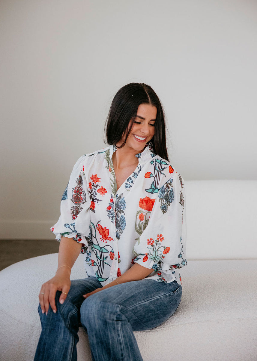 Kaiden Printed Button Down Top – Lauriebelles