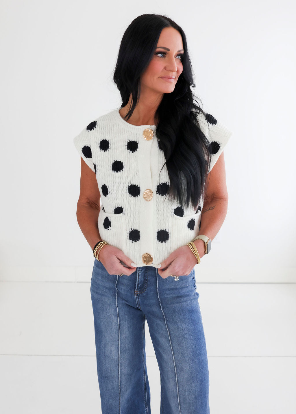 image of Eddie Polka Dot Knit Vest