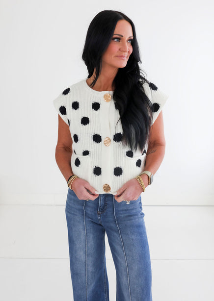 Eddie Polka Dot Knit Vest product view